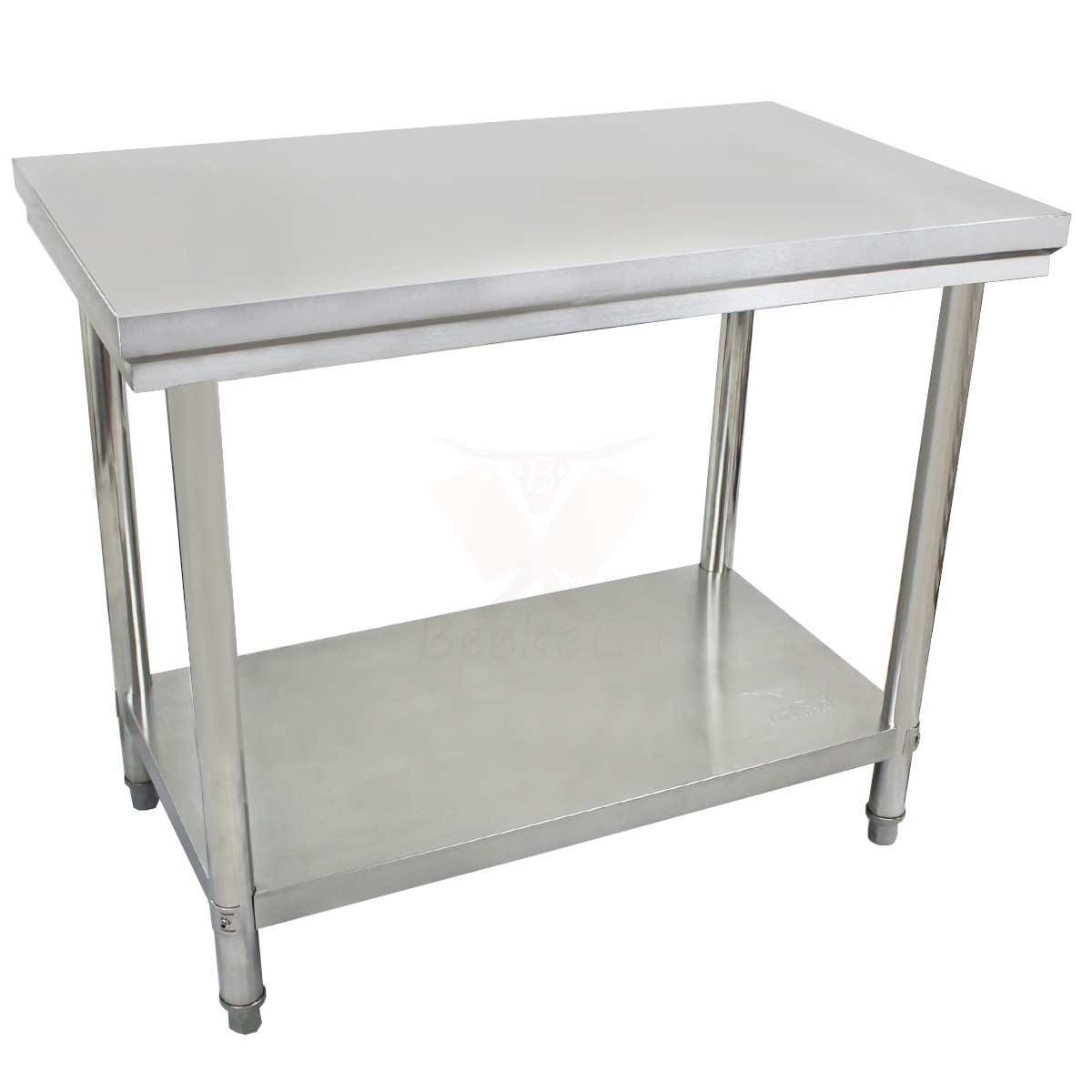 NAIZY Edelstahl Arbeitstisch 120x60x85cm - Gastro Küchentisch Mit Rückwand & Ablage